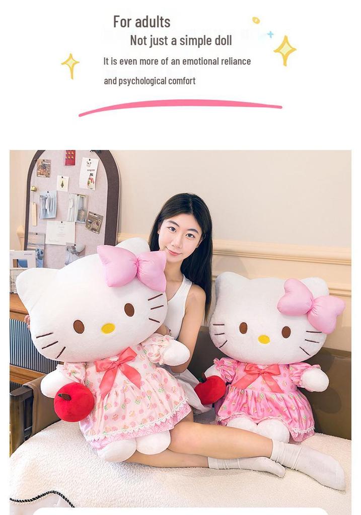 New Apple Hello Kitty Plush Doll - Cute KT Cat Toy Birthday Gift