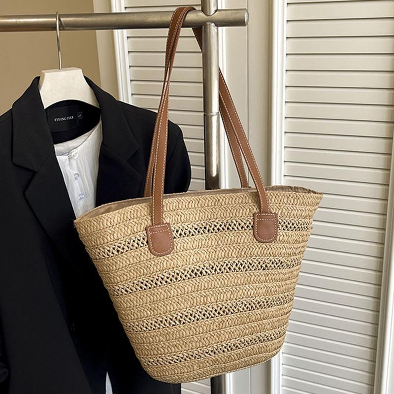 New shoulder woven bag women's commuter tote bag large-capacity vacation beach bag women's bag