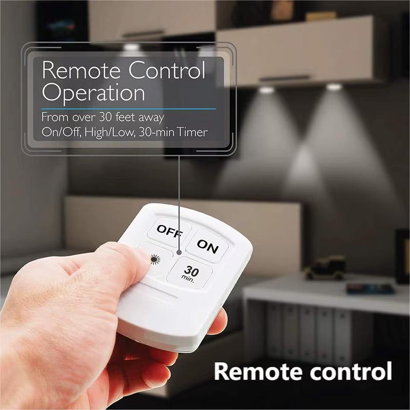 COB LED Wireless Under Cabinet Light with Remote Control Dimmable 3W Battery Night Lamp for Wardrobe Closet Bedroom Kitchen Lighting
