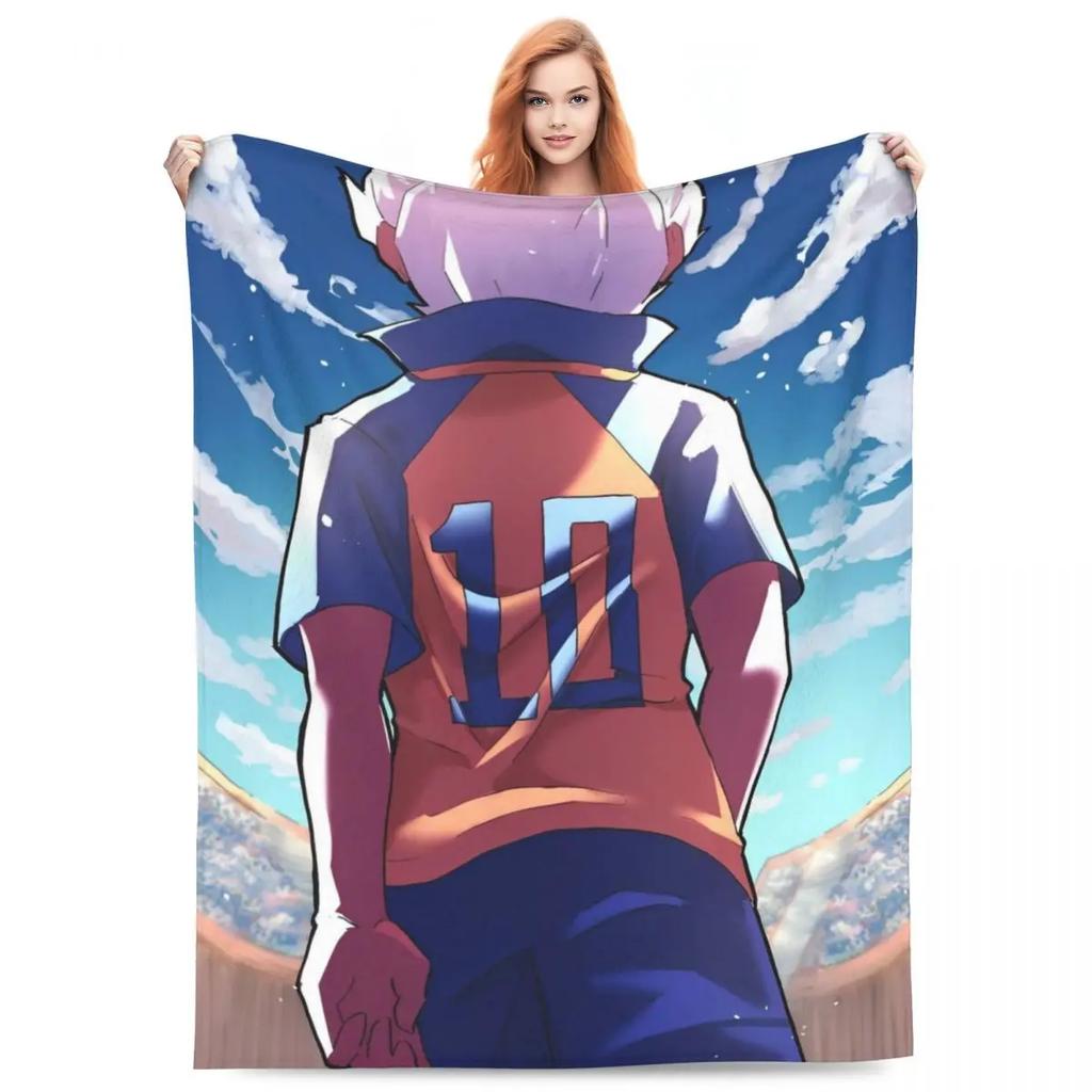 Inazuma Eleven Decken Flanell Textil Dekoration Videospiel Sportspiel Atmungsaktiv Weich Überwurfdecken für Zuhause Reise Steppdecke