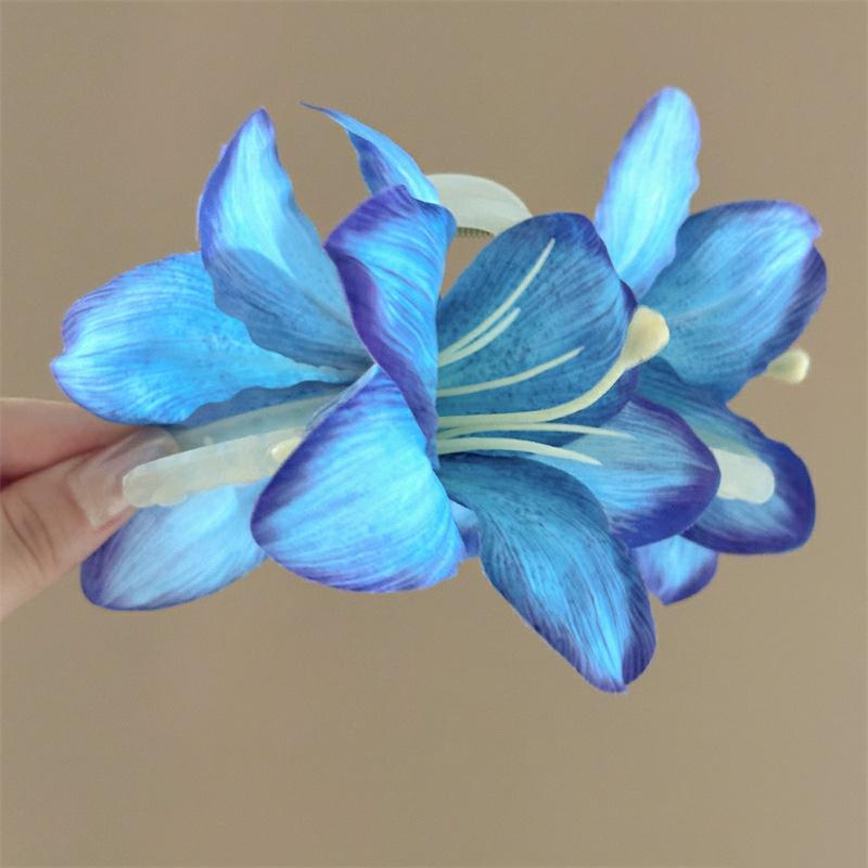 Simulated Serene Charm Purple Lily Flower Grab Clip Hairpin Femininity Disc Hair Shark Clip Atmosphere Elegant Charm Hair Accessories