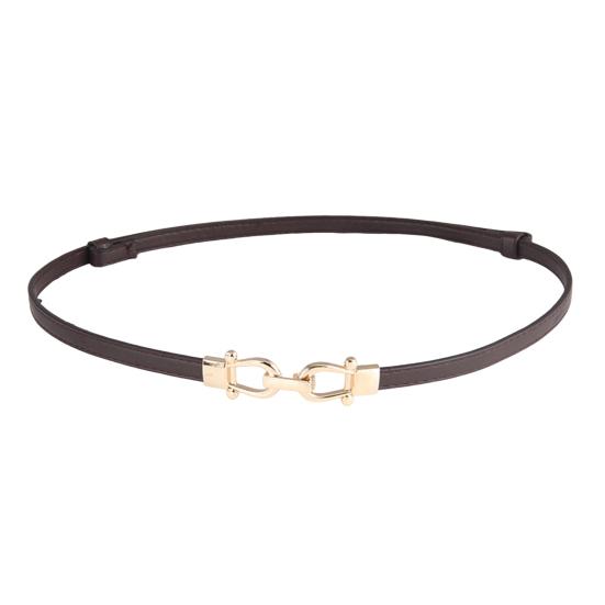 Dame Skinny Tynt Belte Par Spennedesign Midjeinnstrammer Midjebelte med Gullspenne Justerbar Lengde Imitert Skinnbelte Klestilbehør