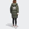 adidas Originals Long Sherpa Mid-Length Sports Down Jacket With Hood Winter Women Jackets Dark-Green GL6409