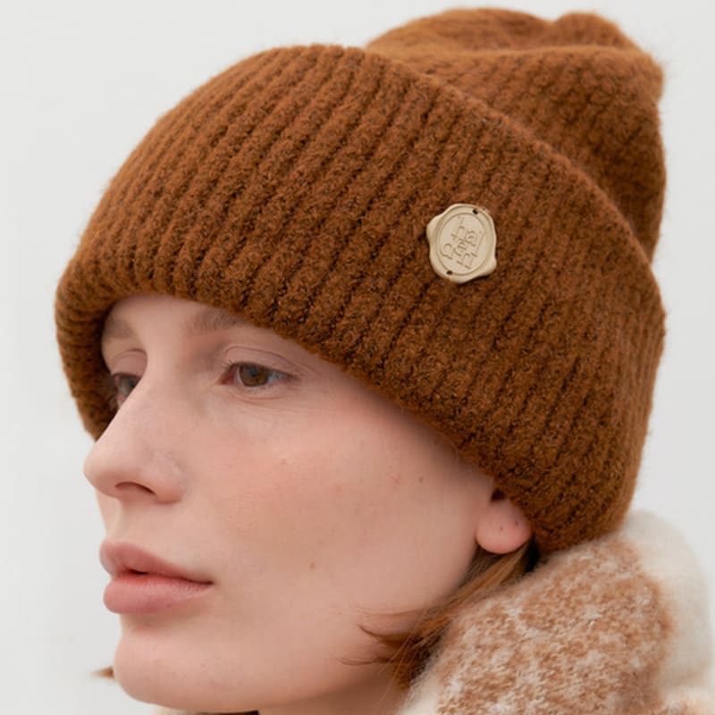 

халден шапка бини из тяжелой шерстяной вязки (C053_коричневый) brown