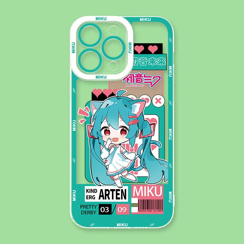 Kawaii Cartoon Hatsune Miku Shockproof Case for iPhone 17 Air 16 E 15 14 Plus 13 12 Mini 11 Pro Max Washable Silicone Edge Cover
