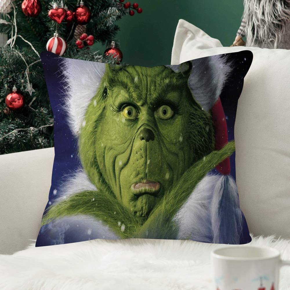 Winter Christmas Grinch Pattern Suitable for Home Bedroom Car Office Decoration Living Room Sofa Cushion Cover Pillowcase
