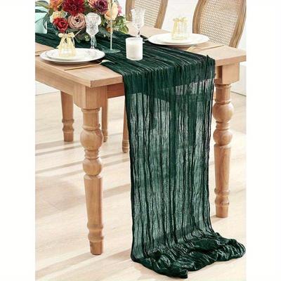 1 Stück 90*180cm Böhmischer Stil Gaze Lange Tischdecke Durchscheinendes Musselin Romantische Tischdecke für Hochzeitsempfang Braut Feiertag Geburtstag