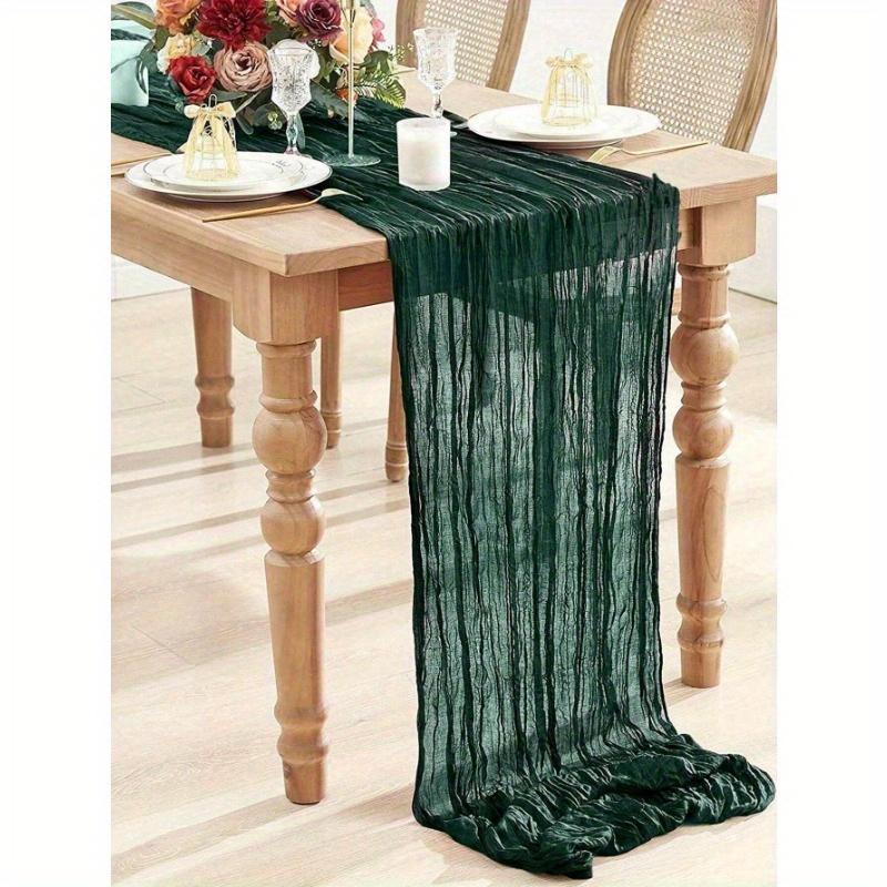 

1 шт. 90*180 см Богемный стиль Марлевая длинная скатерть Полупрозрачная марлевая Романтическая скатерть для свадебного приема Невеста Праздник День рождения темно-зеленого