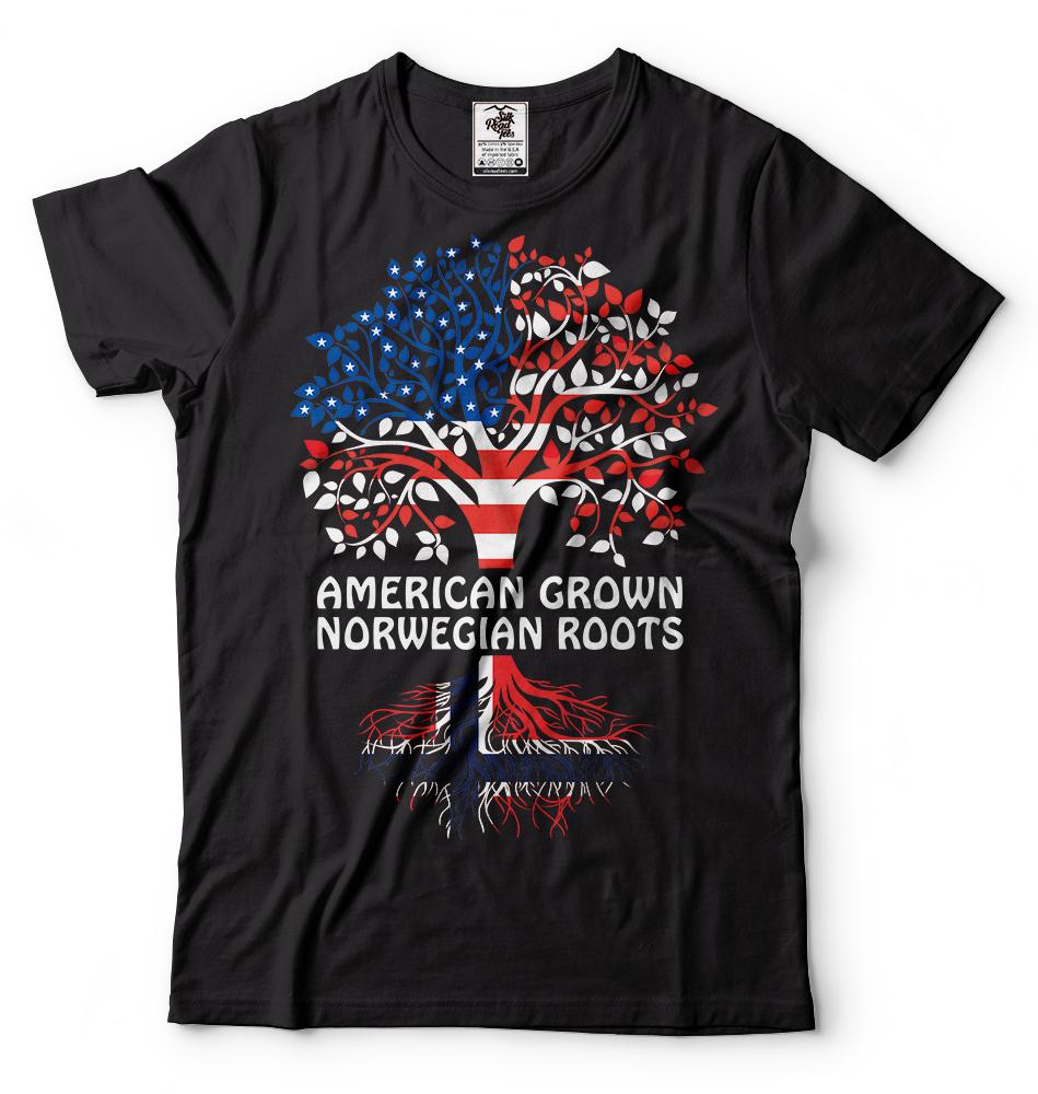 American Norwegian T-shirt Norway USA heritage Scandinavia Tee Shirt 4XL