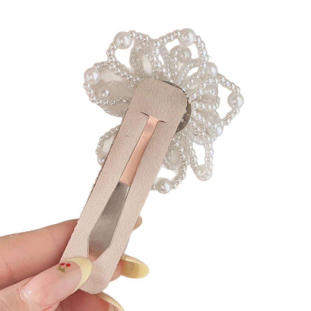 High-End Exquisite Pearl Flower Hair Clip for Women - Elegant BB and Bangs Hair Accessories