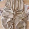 Spring Summer Women's Casual Plus Size Breathable Cotton Linen Wide-Leg Pants