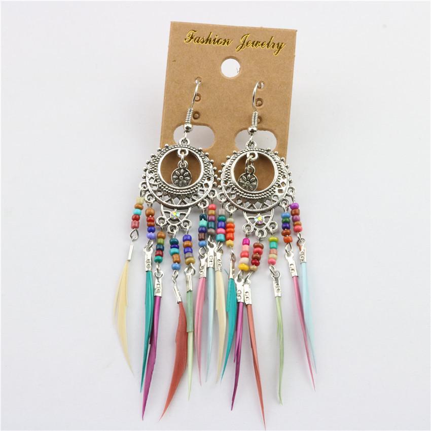 Bohemian Multicolored Beaded Tassel Earrings