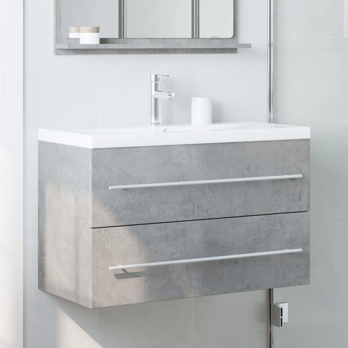 VidaXL Armoire de lavabo gris béton 80x38,5x48 cm bois ingénierie 856228
