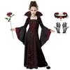 Girls Size 4-12Y Witch Cosplay Costume Black Color Cosplay Dress Gown  For Kids