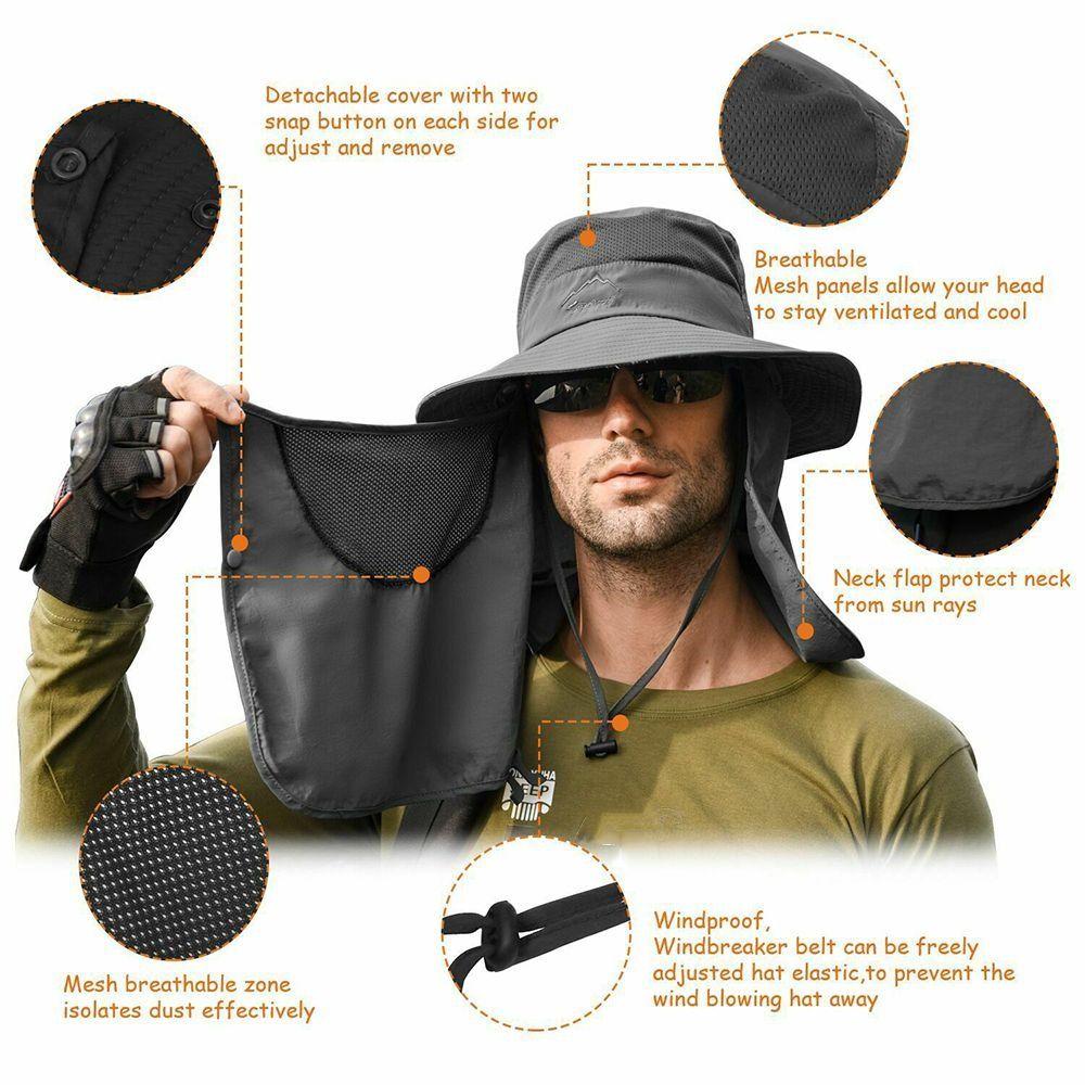 Oversized Brim Fishing Cap WithShawl Face Mask Hat High Quality Cycling Cap  Neck Face Protection