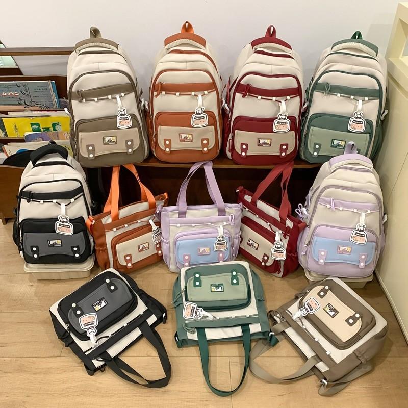 Fashion Color Collision Large Capacity Student Backpack For School Travel And