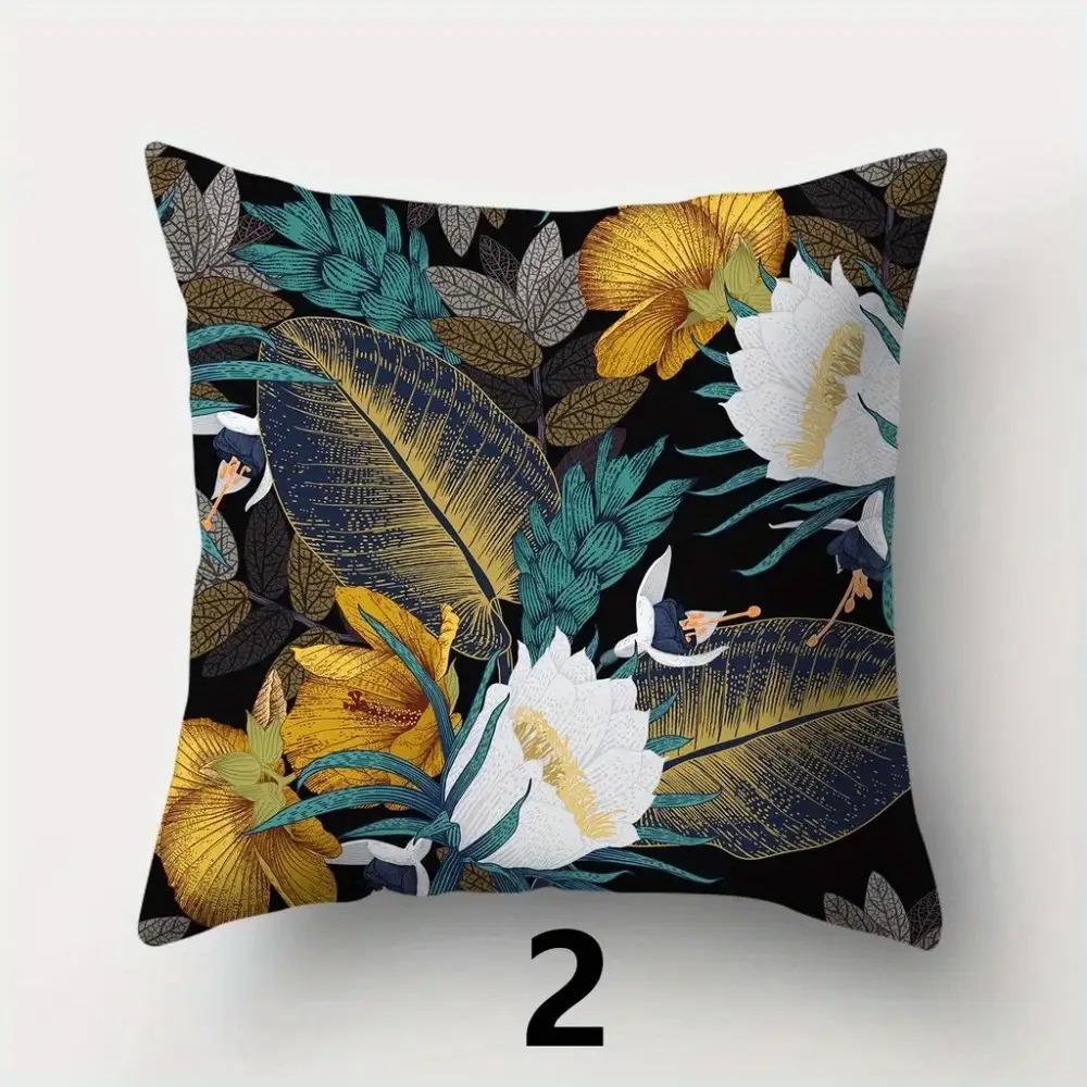 4 Pièces Motifs Rose Pivoine Housse de Coussin Imprimée Double Face Peluche Courte Convient aux Salons Chambres Canapés Coussin d'Appoint