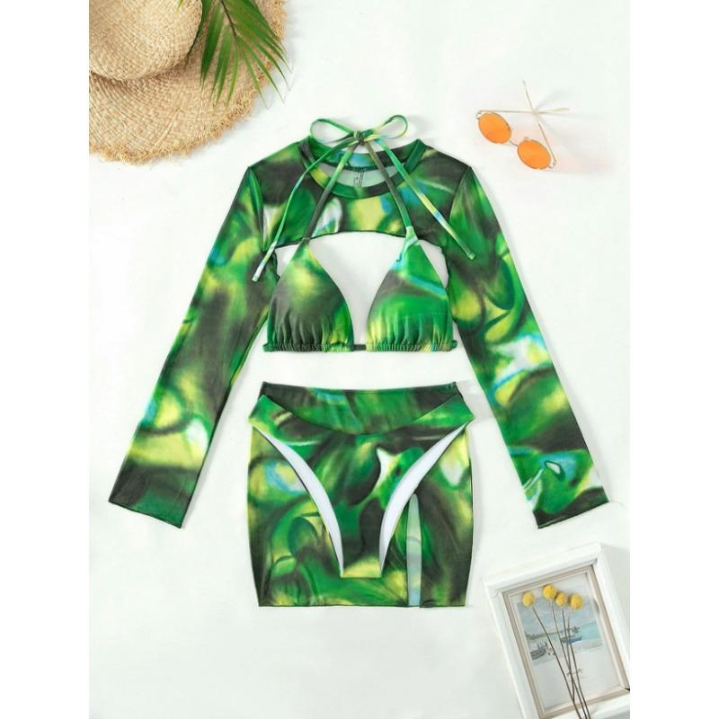 New bikin bikini tie-dye four-piece split swimsuit for women