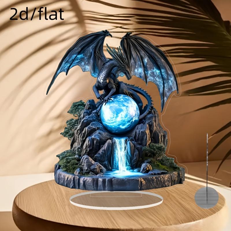 2D Bohemian 8in Acrylic Black Dragon Wings Desktop Decoration Creative Dark Theme Art Model Cool Gift Decor Photography Props