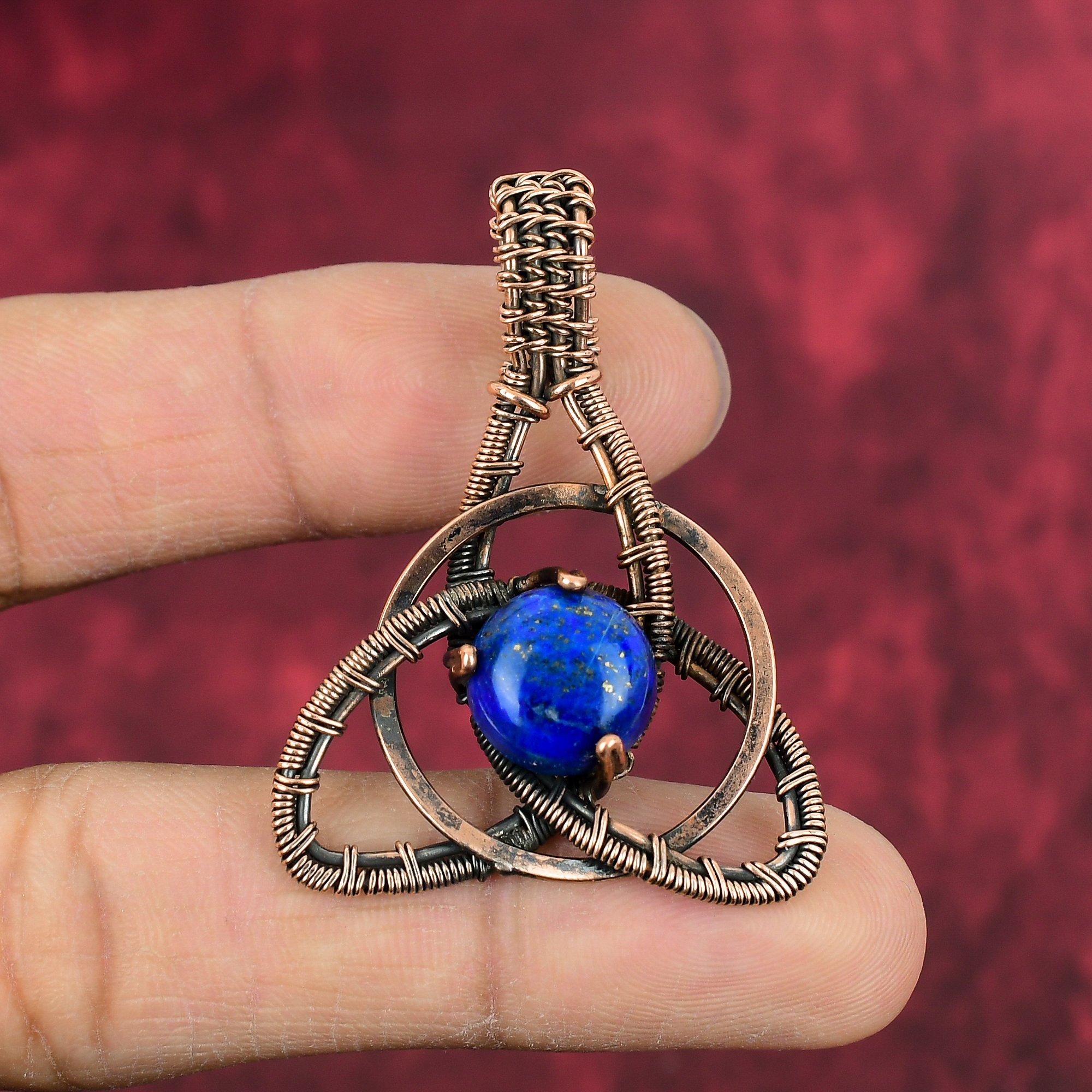 Lapis Lazuli Pendant Copper Wire Wrapped Pendant Lapis Lazuli Jewelry Gemstone Pendant Handmade Copper Jewelry Gifts For Her Stylish Pendant