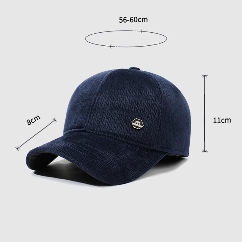 Autumn Winter Men's Outdoor Baseball Cap Velvet Thick Ear Protection Cap Cold Warm Middle-Aged and Elderly Cap