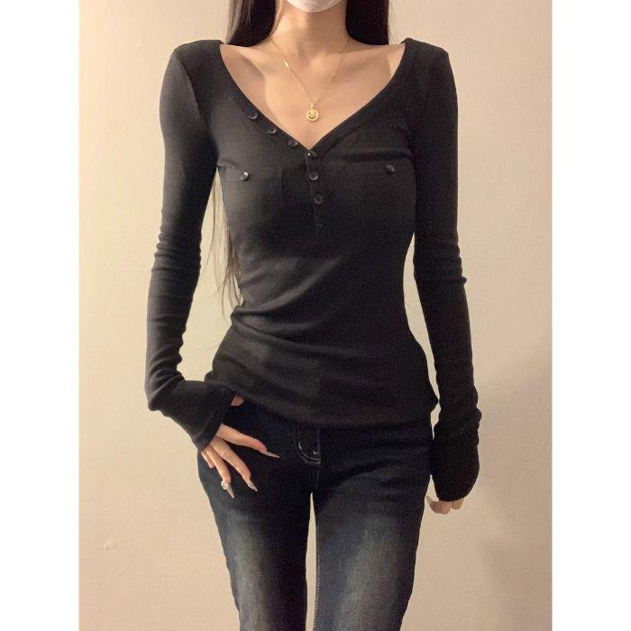 Frühling & Herbst Damen Slim Fit Langarm-Unterhemd - High-End Sexy Design