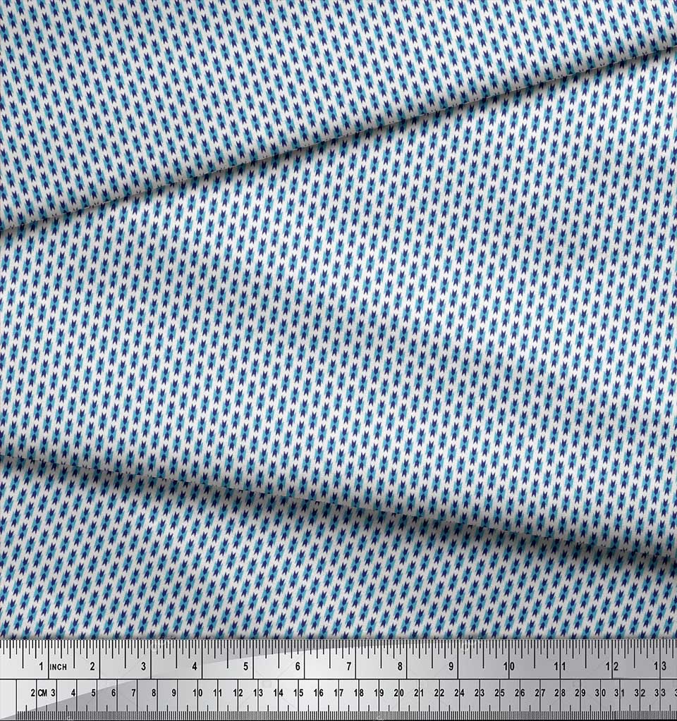 Soimoi Japan Crepe Satin Fabric Geometric Small Print Fabric by the metre 42 Inch