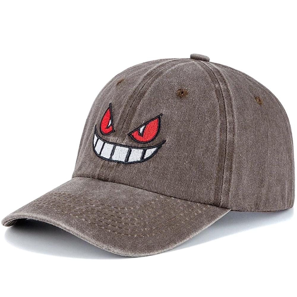 New Unisex Washed Cotton Cap Devil Embroidery Baseball Cap For Man Woman Casual Outdoor Dad Hat