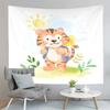 Cartoon Tiger Tapestry Cute Big Eyes Pink Paws Tiger Cub Tapestry Art Home Living Room Bedroom Decor Tapestries for Girls Boys