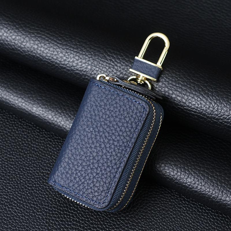 New Leather Double-layer Car Key Bag, First-layer Cowhide Car Key Protection Leather Case, Household Key Bag.