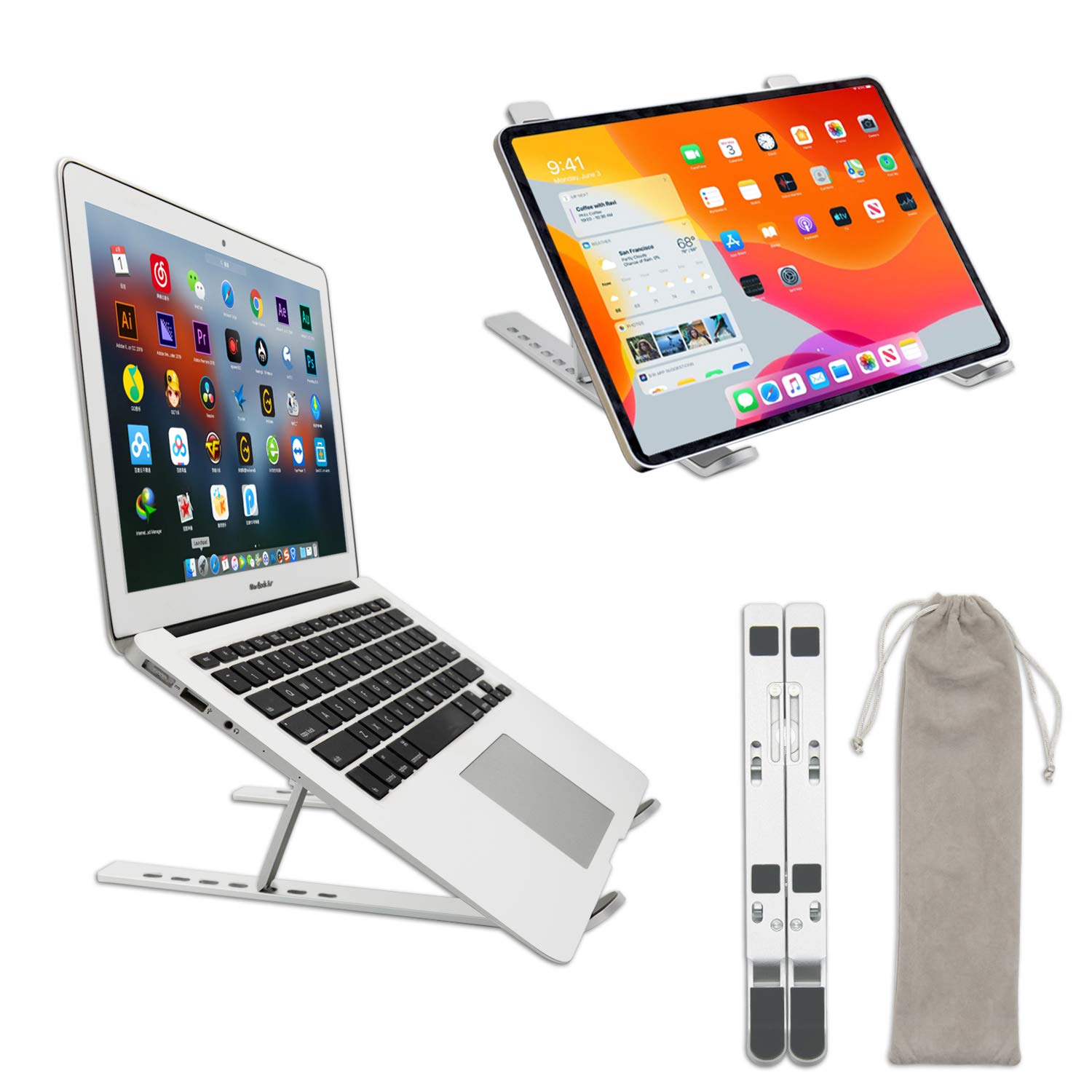 

Foldable laptop stand with 7 adjustable tablet and aluminum alloy Lightweight and suitable for and harborii angles, stand, construction. non-slip,