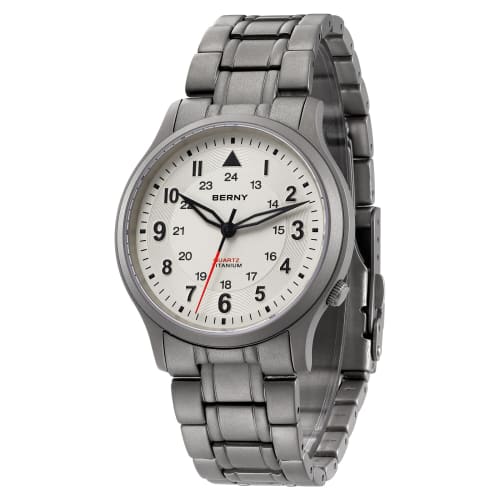 

BERNY Чоловічий титановий годинник з японським кварцовим механізмом VH31 з плавною секундною стрілкою, водонепроникністю 5 ATM та суперлюмінесценцією для чоловіків та жінок