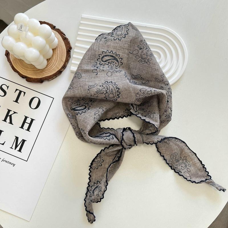 2025 Flower Neck Scarf Shawl Summer Triangle Hair Head Wrap Headband Handkerchief Hair Ties Bandanas Hair Ribbon For Women