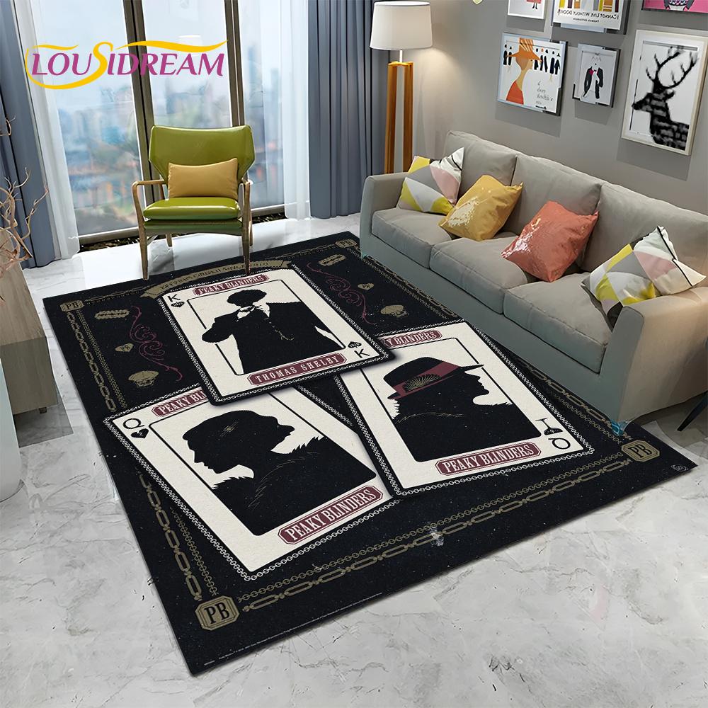 HD Tommy Shelby 3D P-Peaky Blinders Carpet Rug for Home Living Room Bedroom Sofa Doormat Decor,kids Area Rug Non-slip Floor Mat