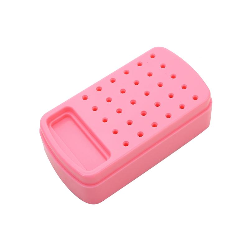 2 In 1 Nail Drill Bits Storage Box 30 Holes with Cleanning Brush Manicure Salon Grinding Head Holder Display Nail Art Accessory