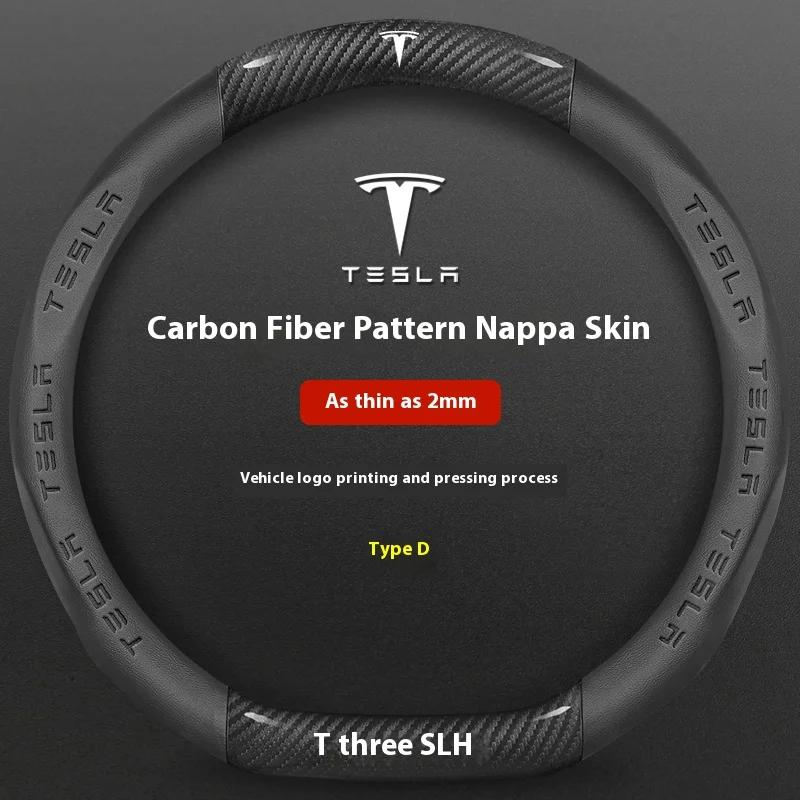 CPSSA1 Car Steering Wheel Cover for Tesla Model 3 Model S Y X Roadster 2019-2025 Auto Interior Steering Wheel Accessories Anti-Slip