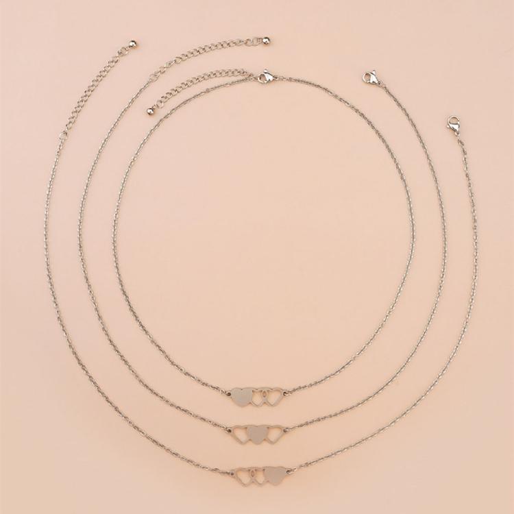Necklace Suitable for 3 BFF Matching Heart Pendants Long Distance Friendship