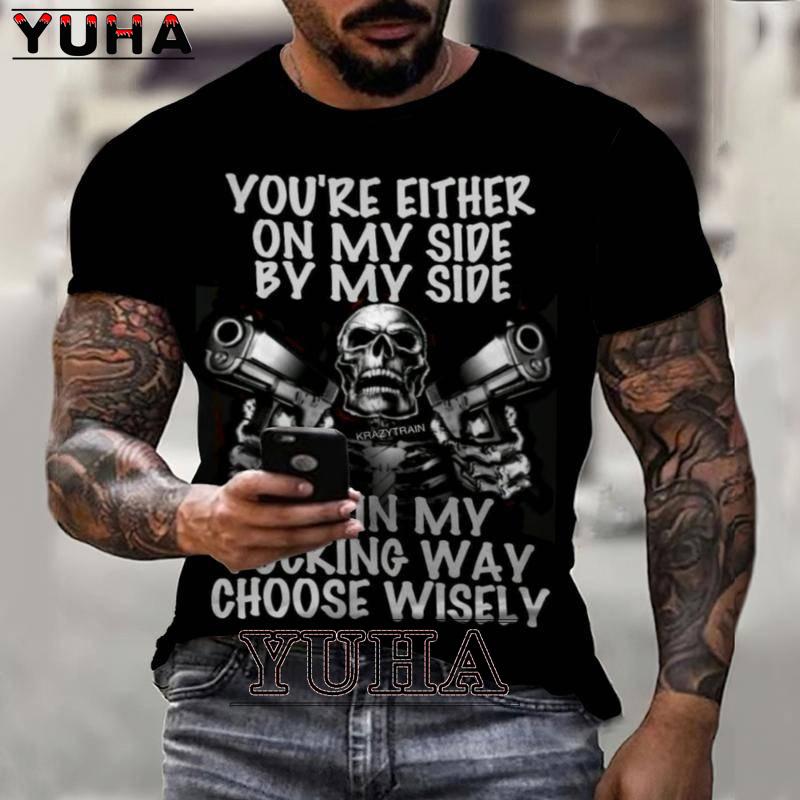 Skull Reaper Pattern T-shirt 3D Men's Street Printing Horror Series T-shirt Summer Fashion Fun Men's Plus Size T-shirt