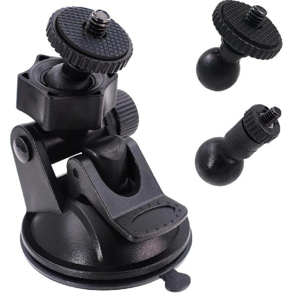 CH01A 1/4" 1/8" Thread Camera Suction Mount Tripod Holder in Dash Cam Mount Holder - Screw Tripod Windshield Holder Fits Sony/Ricoh/HP/GoPro/Oculus