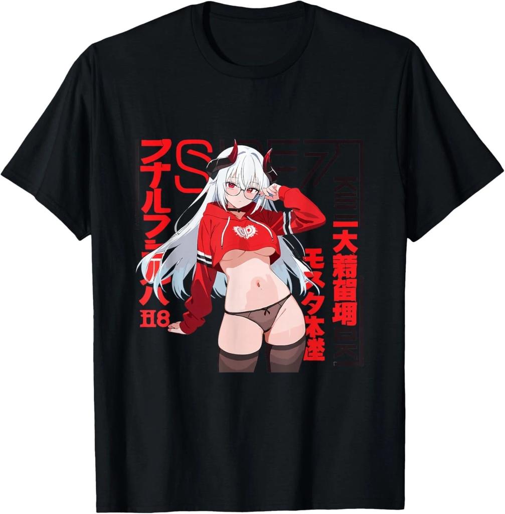 Waifu Sexy Anime Glasses Horns Japanese Style T-Shirt