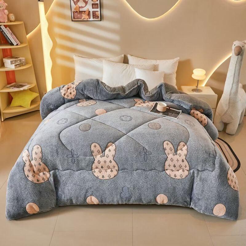 Brangdy Heart Rabbit Lamb Fleece Winter Quilt