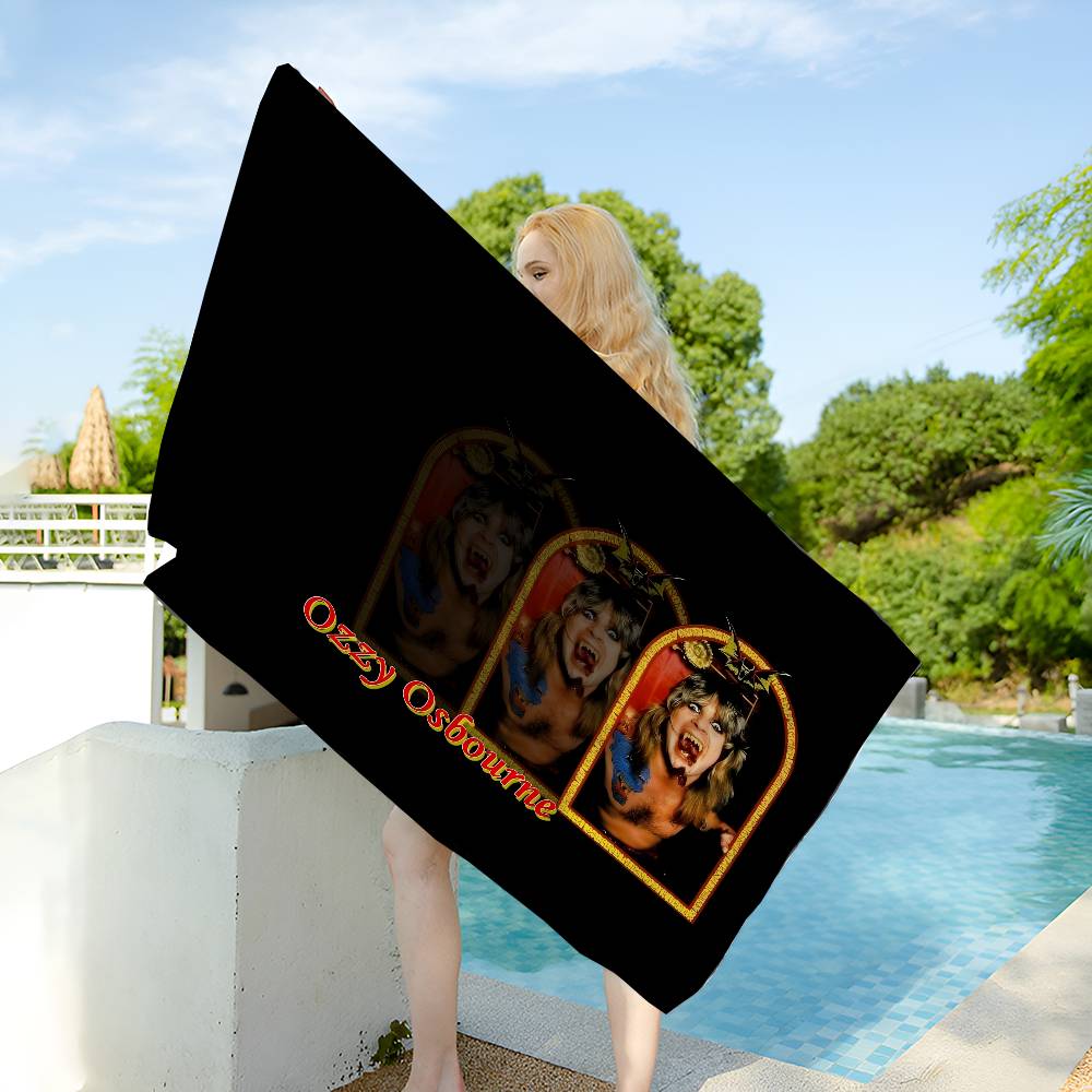 Ozzy Osbourne Logo Anime Microfiber Printed Beach Towel Mountain Climbing Yoga Beach Swimming Running Absorbent Soft Towel