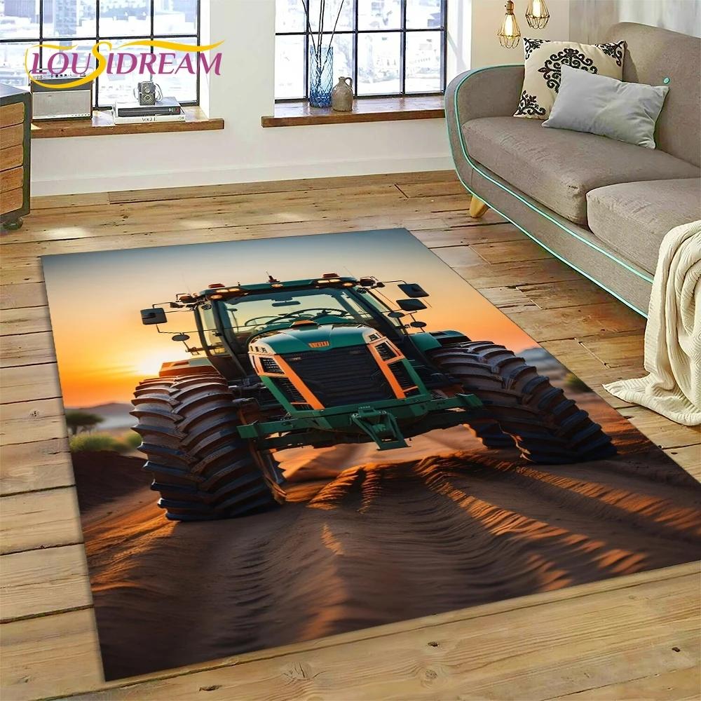 Retro Tractor Car 3D Truck Rug Carpet for Living Room Bedroom Home Decor,Floor Mat Non-slip Decoration for Sofa Doormat Kid Gift
