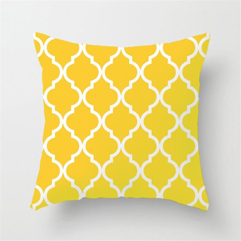 Grey Yellow Geometric Stripe Printed Pillowcase Modern Home Living Room Sofa Car Office Decoration Throw Pillow