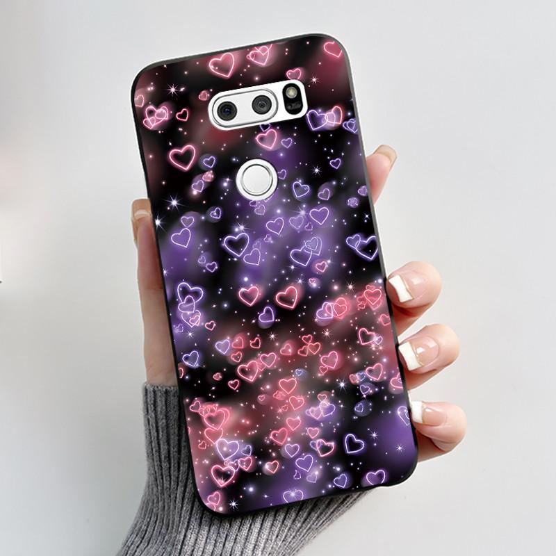 

Back Cover For LG V30 2017 Case Cute Cartoon Heart Rabbit Soft Silicone TPU Black Cover For LG v30 H930 Bumper Phone Case Funda LG V30