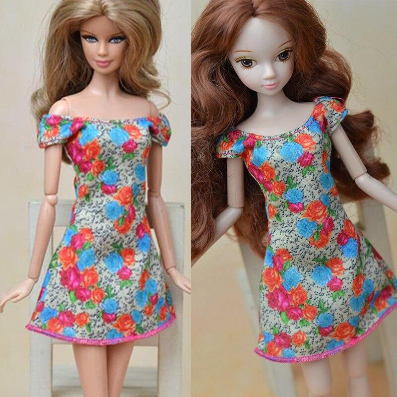 Schulterfreie Puppenkleidung für Barbie-Puppenhaus, Blumen-Partykleid, Kleider, Vestidos für Barbie-Puppenhaus, Zubehör, Kinderspielzeug, Geschenk