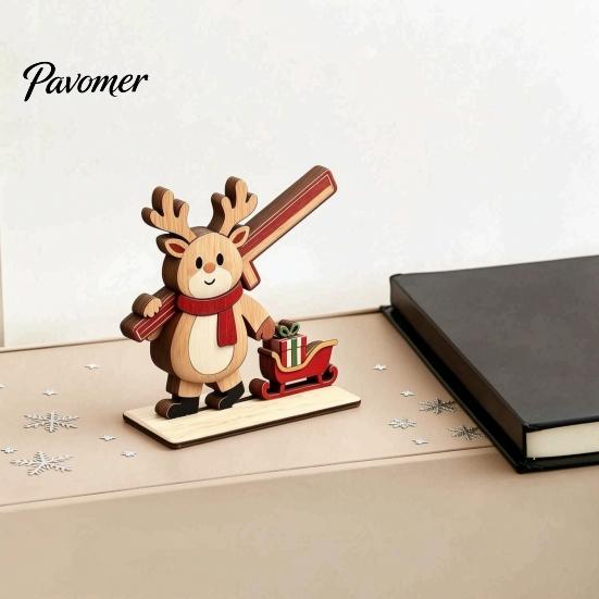 Reusable Wooden Christmas Figures Tabletop Ornament, Cute Spliced Elk/Santa Claus/Snowman Desktop Handmade Style Holiday Table Ornaments Decorations