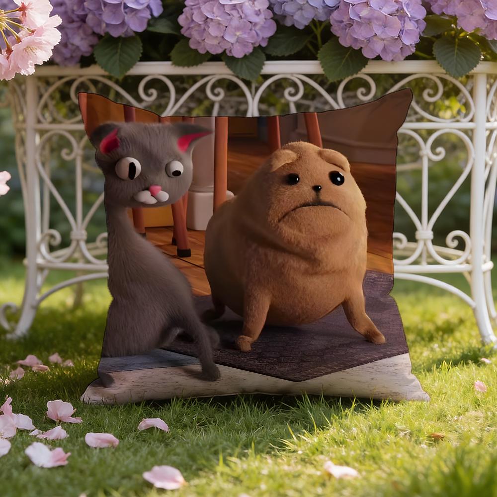 Anime Cute N-Noodle and B-Bun Cushion Cover Home & Car Dual-Scene Pillow Cover: Reversible for Premium Comfort