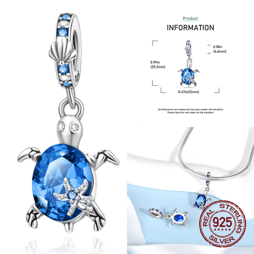 Copper Ocean Turtle Twelve Month Birthstone Charms Beads Pendant Fit Original Bracelet For Women Jewelry