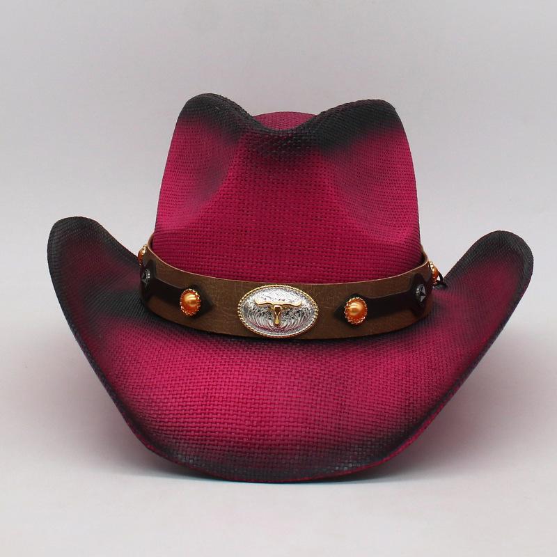 Western Cowboy Straw Hat Big Eaves Hat Sunscreen Shade Beach Hat Hard Straw Hat